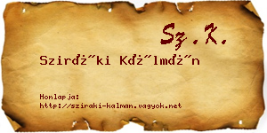 Sziráki Kálmán névjegykártya